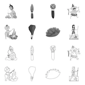 Vector design of evolution and prehistory sign. Collection of evolution and Stock Illustration
