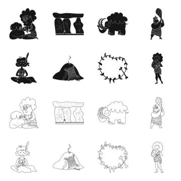 Vector design of evolution and prehistory icon. Collection of evolution and Stock Illustration