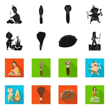 Vector design of evolution and prehistory logo. Collection of evolution and Stock Illustration