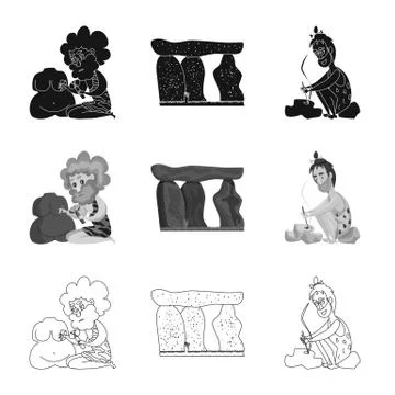 Vector design of evolution and prehistory sign. Collection of evolution and Stock Illustration