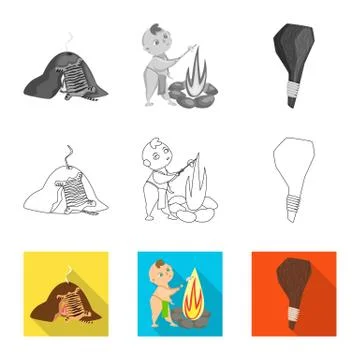 Vector design of evolution and prehistory logo. Collection of evolution and Stock Illustration