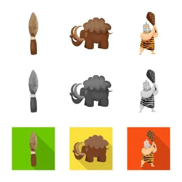 Vector design of evolution and prehistory symbol. Set of evolution and 스톡 일러스트