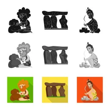 Vector design of evolution and prehistory logo. Set of evolution and development Stock Illustration