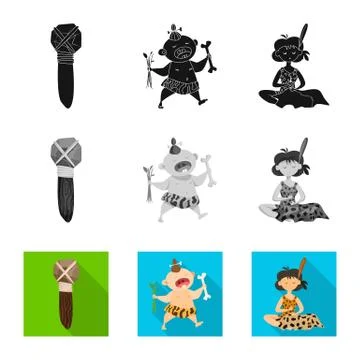 Vector design of evolution and prehistory logo. Set of evolution and development Stock Illustration