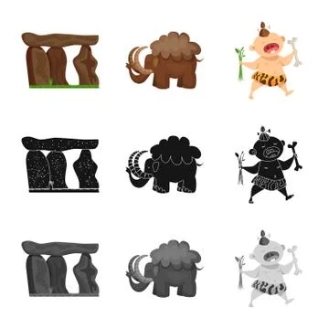 Vector design of evolution and prehistory sign. Set of evolution and development Illustrazione stock