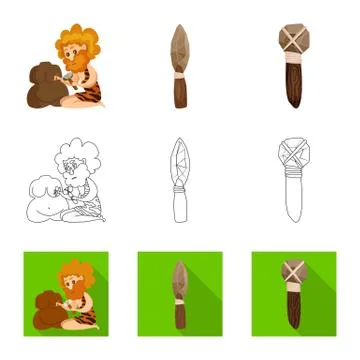 Vector design of evolution and prehistory logo. Collection of evolution and Stock Illustration