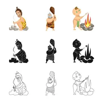 Vector design of evolution and prehistory symbol. Collection of evolution and Stock Illustration