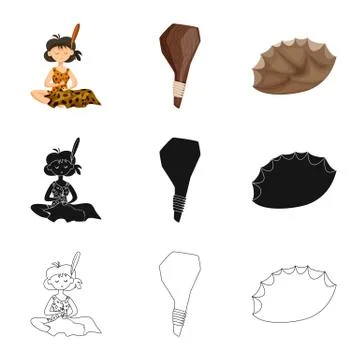 Vector design of evolution and prehistory sign. Collection of evolution and Stock Illustration