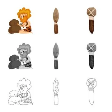 Vector design of evolution and prehistory symbol. Set of evolution and Stock Illustration