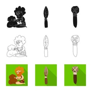 Vector design of evolution and prehistory symbol. Set of evolution and Stock Illustration