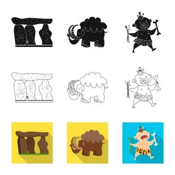 Vector design of evolution and prehistory logo. Set of evolution and development Stock Illustration