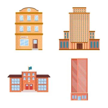 Vector design of facade and building icon. Collection of facade and exterior Ilustración de archivo