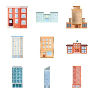 Vector design of facade and building icon. Collection of facade and exterior Ilustración de archivo