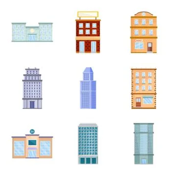 Vector design of facade and building icon. Set of facade and exterior vector Ilustración de archivo