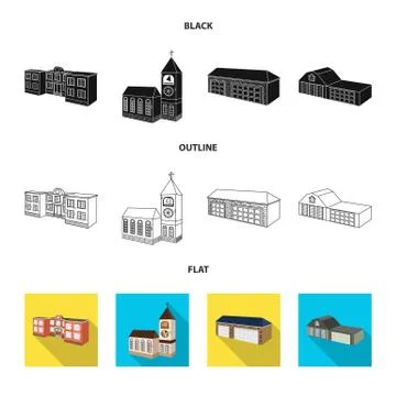 Vector design of facade and housing symbol. Set of facade and infrastructure Stock Illustration
