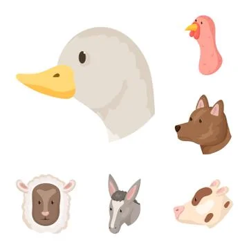 Vector design of farm and head symbol. Set of farm and homemade stock symbol for Stock Illustration