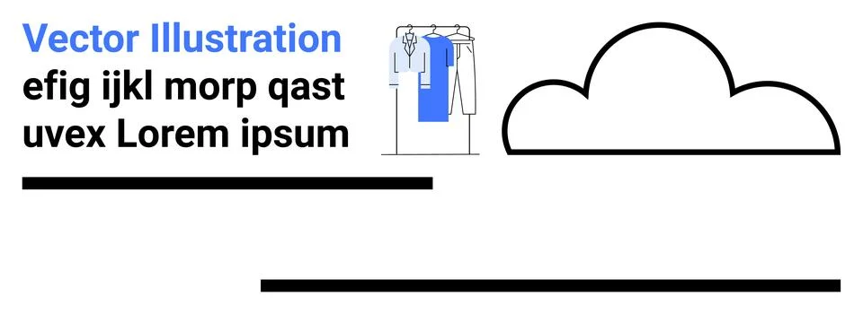 Vector Design Featuring Clothing Rack and Cloud Icon with Text Elements for.. イラスト素材