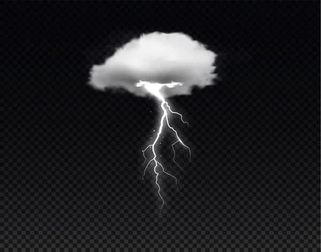 Vector design featuring a white gas cloud with bright lightning. Stock Illustration
