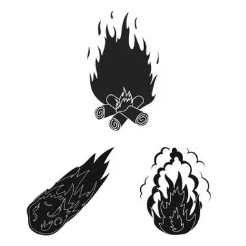 Vector design of fire and flame sign. Set of fire and fireball stock symbol for Stock Illustration