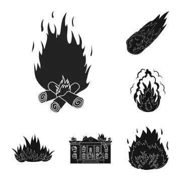 Vector design of fire and flame logo. Collection of fire and fireball stock Stock Illustration