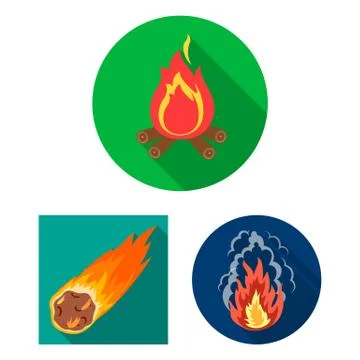 Vector design of fire and flame logo. Set of fire and fireball vector icon for Stock Illustration