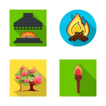 Vector design of fire and flame logo. Collection of fire and fireball stock Stock Illustration