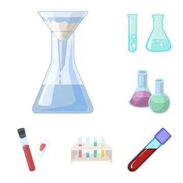 Vector design of flask and laboratory icon. Set of flask and equipment vector Stock Illustration