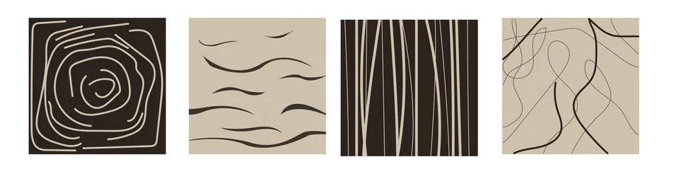 Vector design. Flat drawing. Minimalist trendy set with abstract print. Linear Illustrazione stock