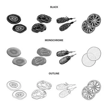 Vector design of food and raw sign. Collection of food and nature stock vector Stock Illustration