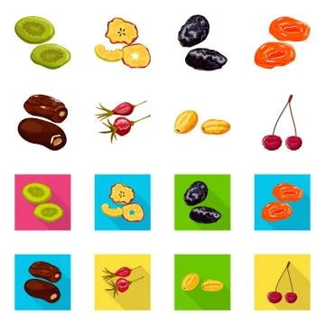 Vector design of food and raw sign. Set of food and nature vector icon for stock Stock Illustration