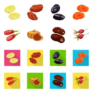 Vector design of food and raw symbol. Collection of food and nature stock vector Stock Illustration