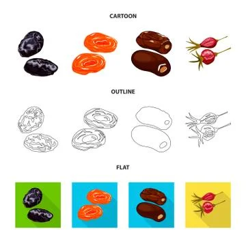 Vector design of food and raw sign. Set of food and nature stock vector Stock Illustration