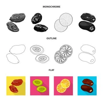 Vector design of food and raw icon. Set of food and nature vector icon for stock Stock Illustration