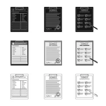Vector design of form and document sign. Collection of form and mark vector icon Illustrazione stock