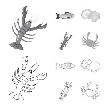 Vector design of fresh and restaurant symbol. Collection of fresh and marine Stock Illustration