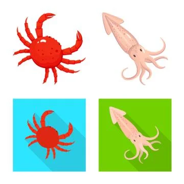 Vector design of fresh and restaurant logo. Set of fresh and marine stock symbol Stock Illustration