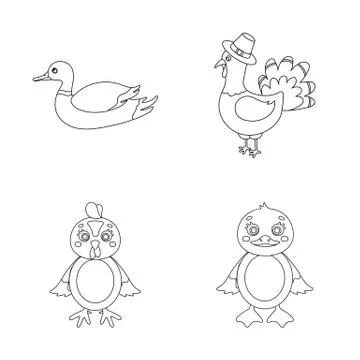 Vector design of funny and poultry logo. Set of funny and farming stock symbol Illustrazione stock