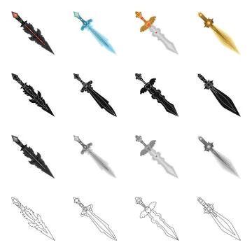 Vector design of game and armor sign. Collection of game and blade stock symbol Stock Illustration