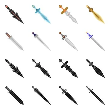 Vector design of game and armor sign. Set of game and blade vector icon for Illustrazione stock