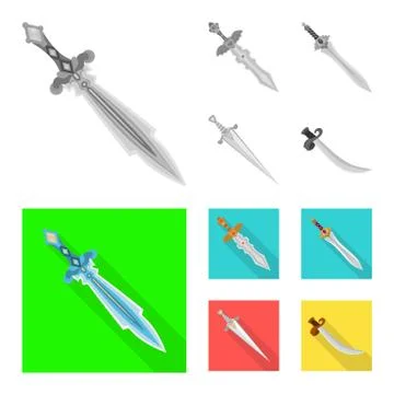 Vector design of game and armor logo. Set of game and blade vector icon for Stock Illustration