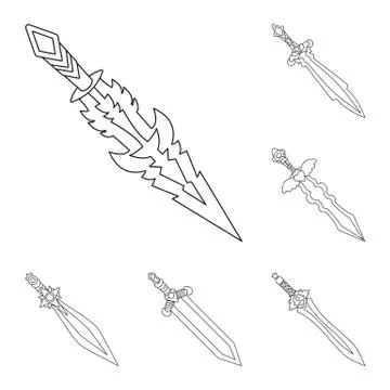 Vector design of game and armor logo. Set of game and blade vector icon for Stock Illustration