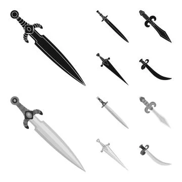 Vector design of game and armor logo. Set of game and blade vector icon for Stock Illustration