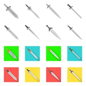 Vector design of game and armor sign. Set of game and blade stock symbol for web イラスト素材