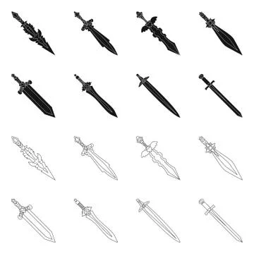 Vector design of game and armor sign. Set of game and blade vector icon for Illustrazione stock