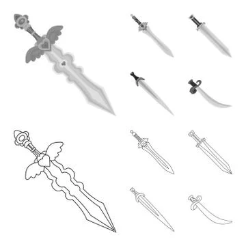 Vector design of game and armor sign. Set of game and blade vector icon for Stock Illustration