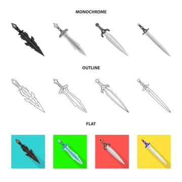 Vector design of game and armor logo. Collection of game and blade vector icon Stock Illustration