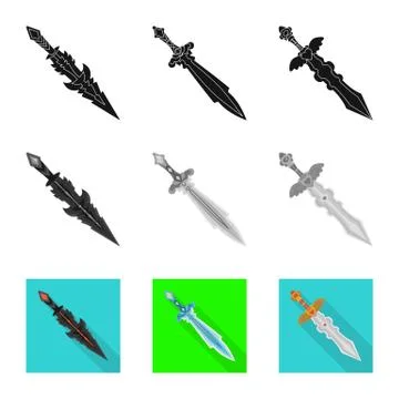 Vector design of game and armor symbol. Set of game and blade vector icon for Stock Illustration