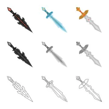 Vector design of game and armor sign. Set of game and blade vector icon for イラスト素材