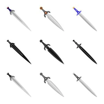 Vector design of game and armor sign. Set of game and blade stock symbol for web イラスト素材