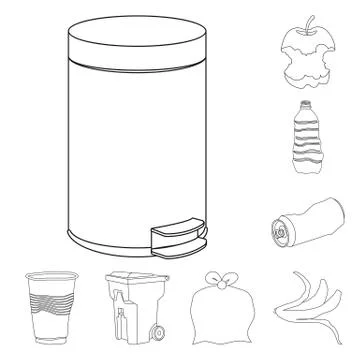 Vector design of garbage and ecology logo. Set of garbage and recycling stock Illustrazione stock